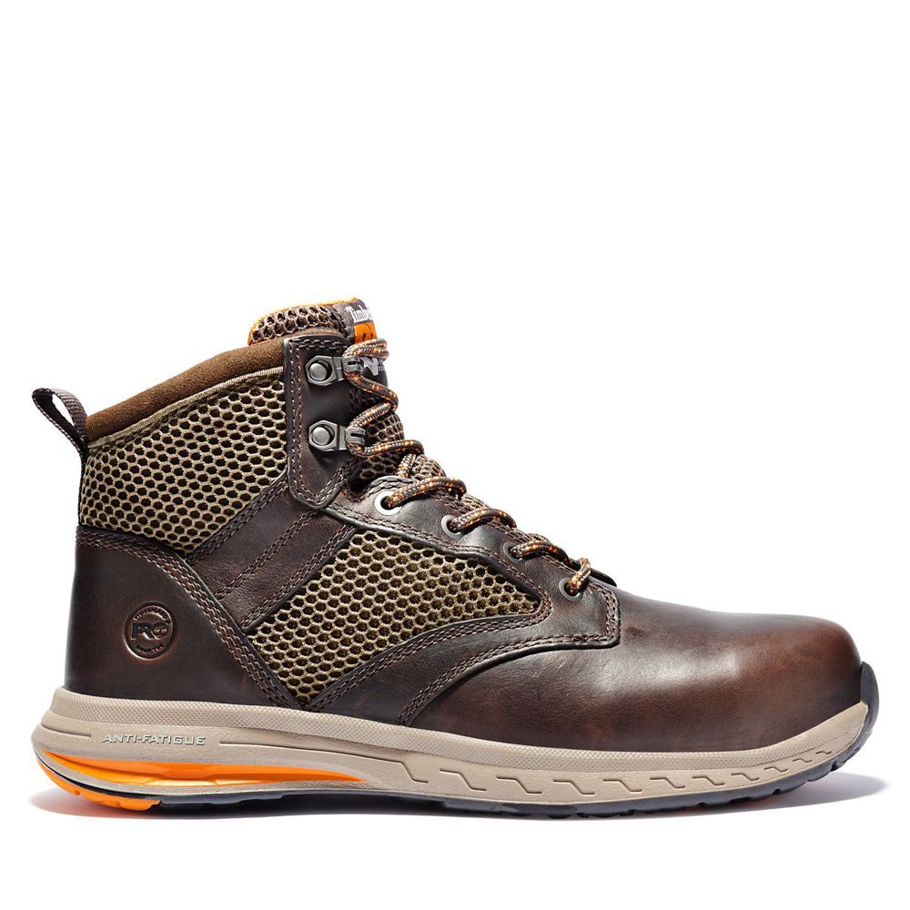 Botas Pro Timberland Hombre Pro Drivetrain Comp Toe Mid Marrones Oscuro - Chile YMQ-786340